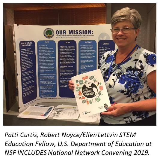 Patti Curtis, Robert Noyce/Ellen Lettvin STEM Education Fellow, U.S. Department of Education at NSF INCLUDES National Network Convening 2019. Patti Curtis, Robert Noyce/Ellen Lettvin STEM Education Fellow, U.S. Department of Education at NSF INCLUDES National Network Convening 2019.